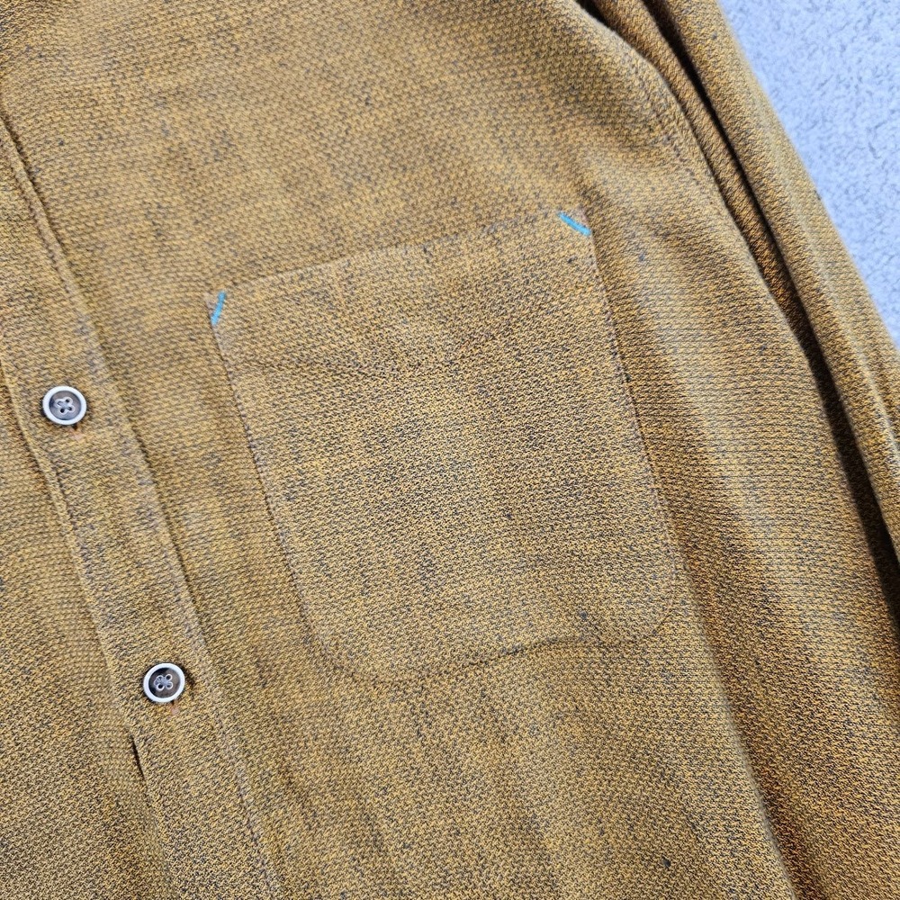 32 BAR BLUES | Mens Mustard Yellow Textured Long Sleeve Button Down Shirt Large - Picture 7 of 15